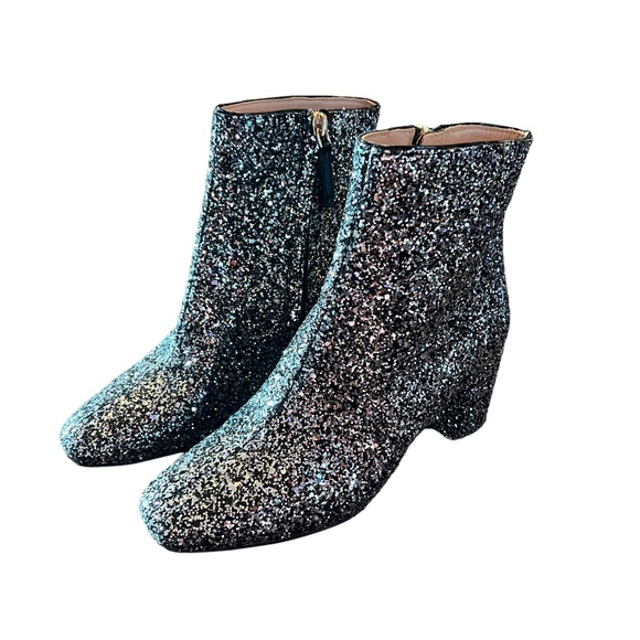 kate spade Shoes - Kate Spade Junelle Glitter Booties Black Silver NEW Size 5